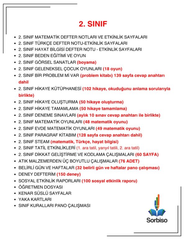 sorbiso 2. sınıf süper set